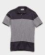 John Smedley Striped Sea Island Cotton Polo Sweater in Navy Cheap