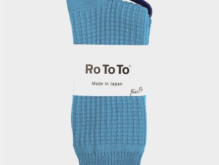 Rototo Cotton Waffle Socks in Sky Blue For Discount