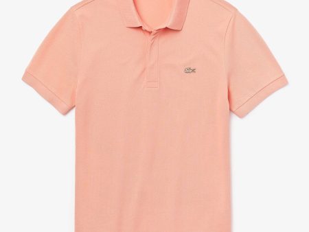 Lacoste Short Sleeve Regular Fit Stretch Cotton Paris Polo in Pink on Sale