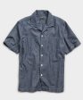 Japanese Chambray Camp Collar Short Sleeve Shirt in Indigo Online now