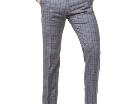 Navy and Grey Tropical Wool Plaid Sutton Suit Trouser on Sale