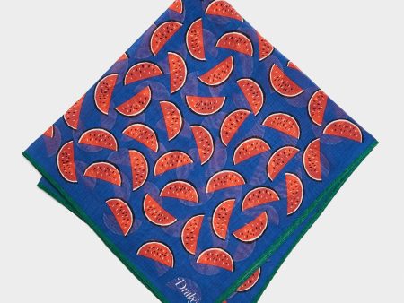 Drake s Watermelon Slices Printed Pocket Square in Blue Online