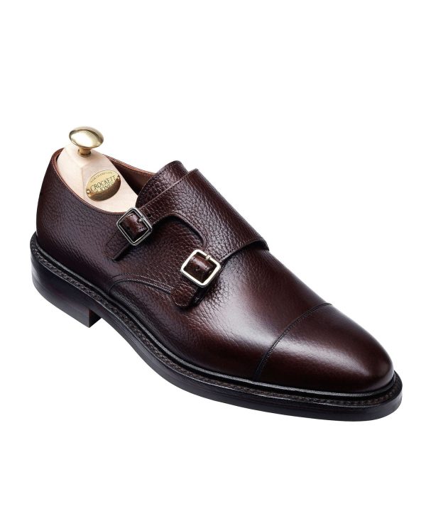 Crockett and Jones Harrogate Double Monkstrap Shoe in Dark Brown Hot on Sale