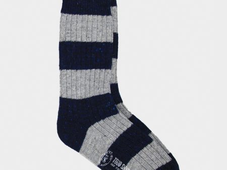 Corgi Striped Irish Donegal Wool Socks in Ink silver Discount