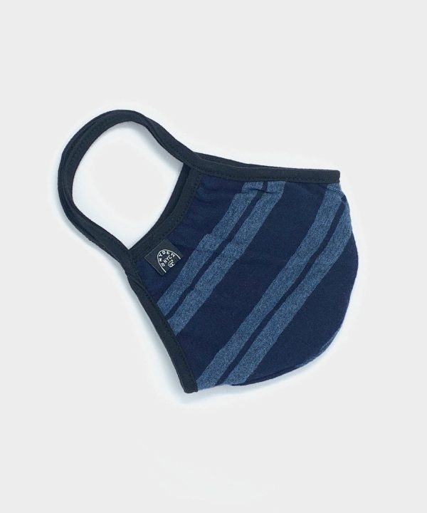 Cotton Jersey Bold Stripe Face Mask in Navy Hot on Sale