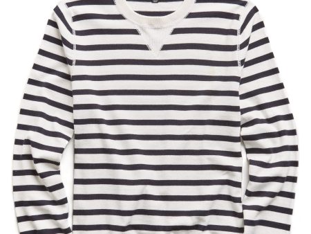 Cotton Cashmere Stripe Sweater in Navy White Supply