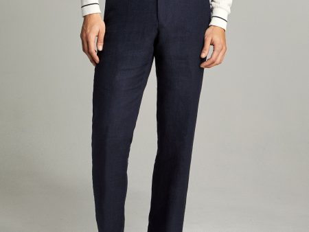 Linen Sack Suit Trouser in Indigo Fashion