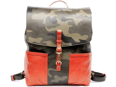 Lotuff Leather Hand Painted Leather Knapsack in Camo Discount