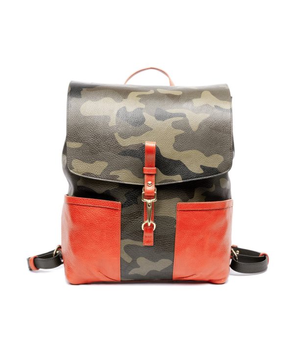 Lotuff Leather Hand Painted Leather Knapsack in Camo Discount