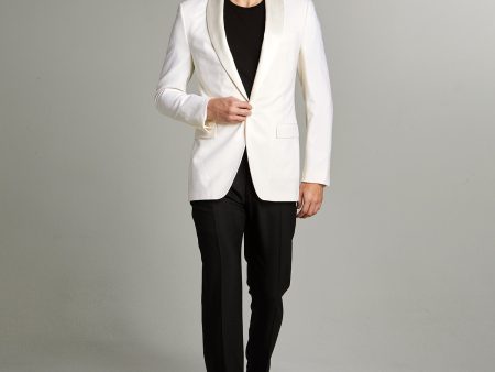 Sutton Shawl Collar Tuxedo Jacket in Ivory Italian Wool Online Sale