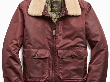 Exclusive Todd Snyder + Golden Bear Shearling Collar Bomber Jacket in Burgundy on Sale