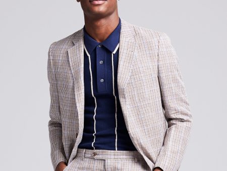 Sutton Linen Check Sportcoat in Blue Brown Check Supply