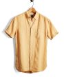 Short Sleeve Linen Button Down Shirt in Yellow on Sale