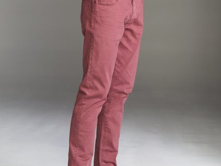 Slim Fit 5-Pocket Garment Dyed Stretch Twill in Mauve Sale