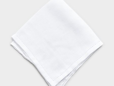 Mungai Orlo A Giorno Linen Pocket Square in White For Sale