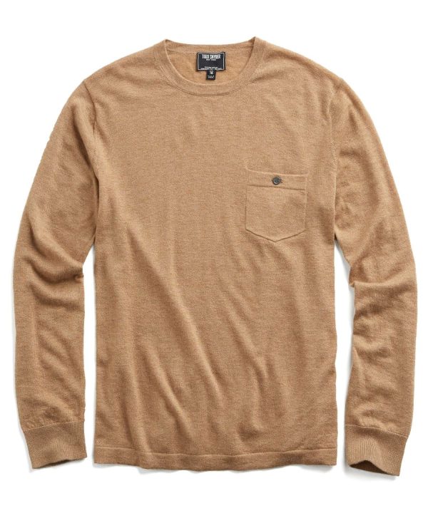 Italian Cashmere T-Shirt Sweater in Camel Sale