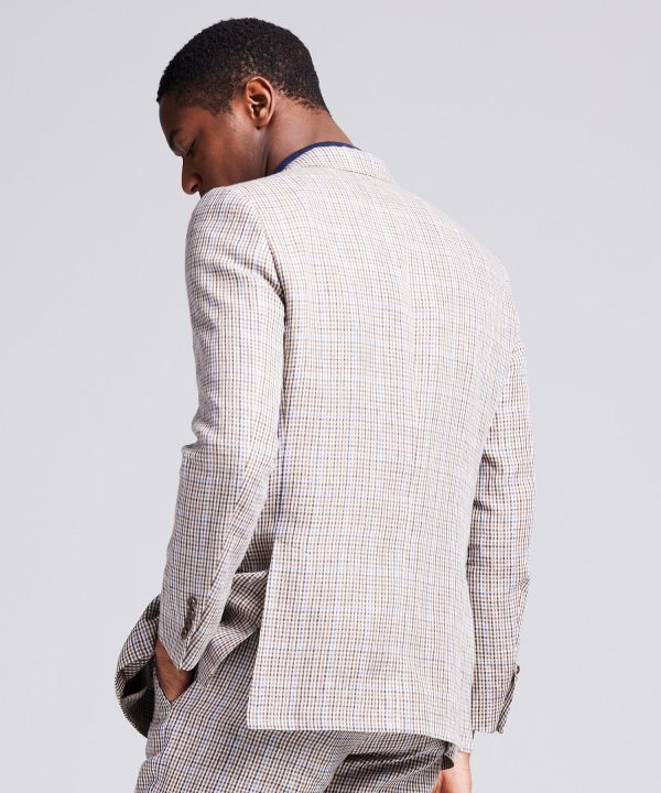 Sutton Linen Check Sportcoat in Blue Brown Check Supply