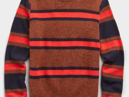 Color Block Stripe Alpaca Sweater in Rust Discount