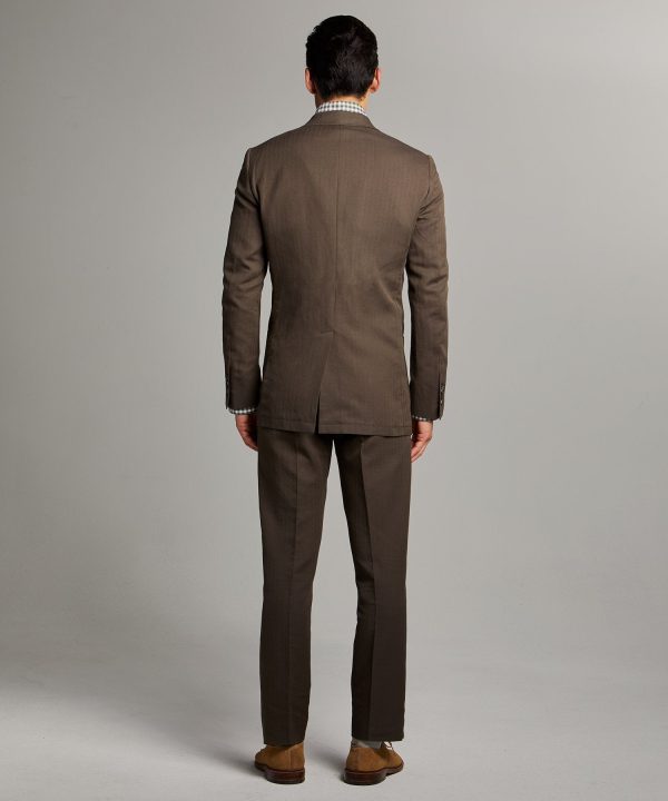 Herringbone Linen Sack Suit Jacket in Brown Online Sale