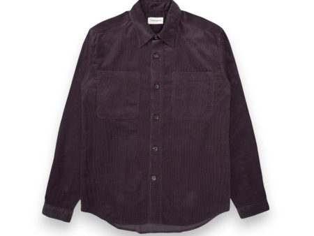 Oliver Spencer Treviscoe Shirt mersey cord aubergine For Sale