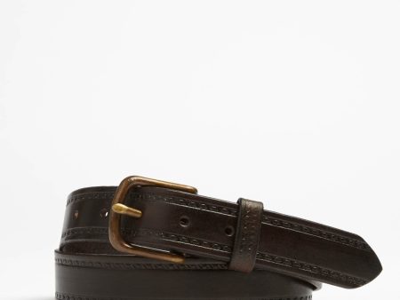 Seamed Leather Belt in Brown For Discount