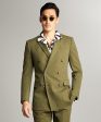 Sutton Double Breasted Seersucker Suit Jacket in Olive Supply