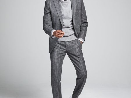 Wool Chalk Stripe Sutton Suit Jacket in Charcoal Online