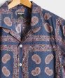 Bandana Print Camp Collar Short Sleeve Shirt in Navy on Sale