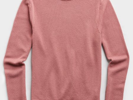 Italian Merino Waffle Crew in Pink Cheap