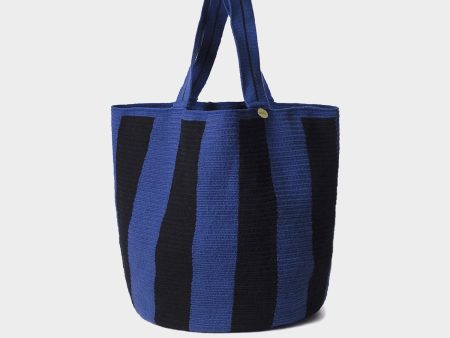 Guanábana Handmade Beach Bag Blue & Black Stripe Sale