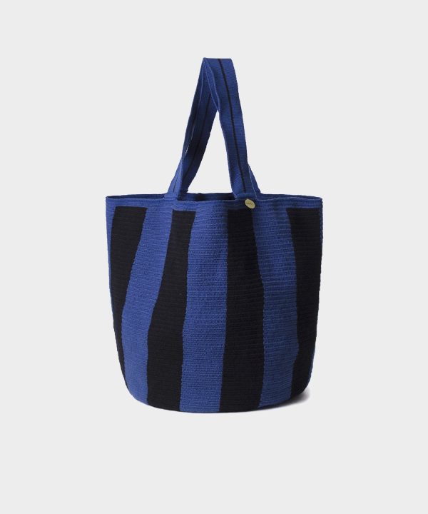 Guanábana Handmade Beach Bag Blue & Black Stripe Sale