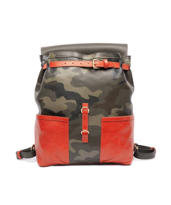 Lotuff Leather Hand Painted Leather Knapsack in Camo Discount