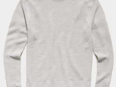 Italian Merino Waffle Crew Sweater in Dove Grey For Sale