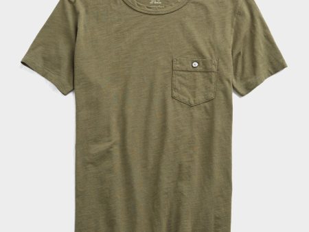 Made in L.A. Slub Jersey Pocket T-Shirt in Olive For Sale