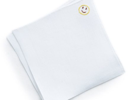 Handmade Italian Linen Pocket Square with Smile Emoji Fashion