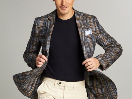 Sutton Hopsack Linen Sport Coat in Red Check For Cheap