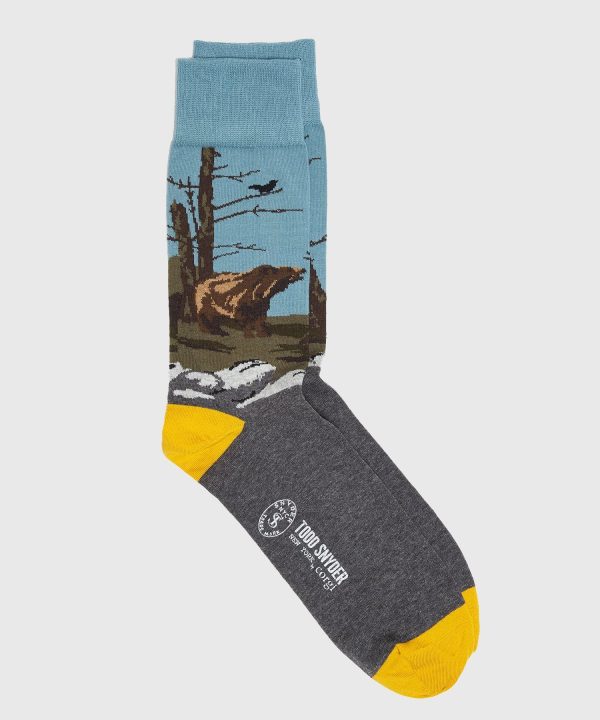 Corgi Bear Scenic Sock in Charcoal Supply