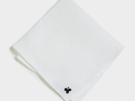 Handmade Italian Linen Pocket Square with Club Embroidery Fashion