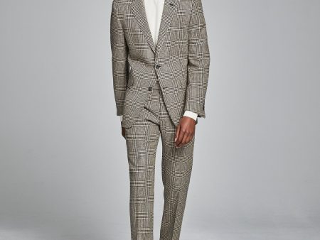 Italian Wool Silk Glen Plaid Suit Jacket For Sale