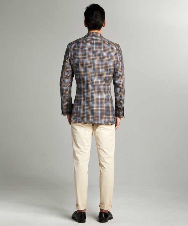 Sutton Hopsack Linen Sport Coat in Red Check For Cheap