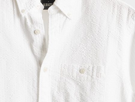 Italian Seersucker Long Sleeve Shirt in White Online now