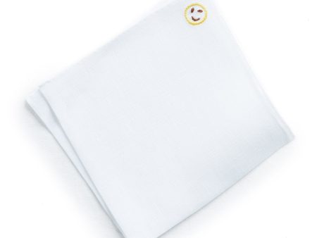 Handmade Italian Linen Pocket Square with Wink Emoji Discount