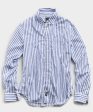 Bold Stripe Button Down Shirt in Blue For Discount