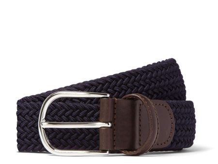 Anderson s Leather Stretch Woven Belt in Navy Online Hot Sale