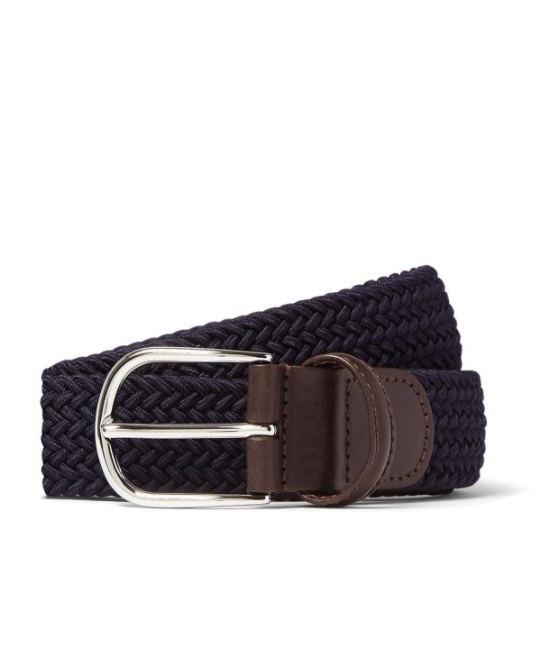 Anderson s Leather Stretch Woven Belt in Navy Online Hot Sale