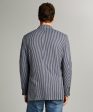 Sutton Seersucker Sportcoat in Navy Grey Stripe For Sale