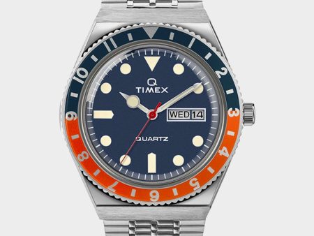 Q Timex Reissue Navy Dial with Navy Orange Ring Bracelet Watch Online Hot Sale