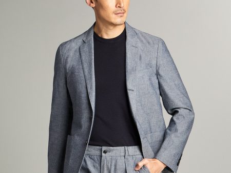 Chambray Traveler Suit Jacket in Indigo For Discount