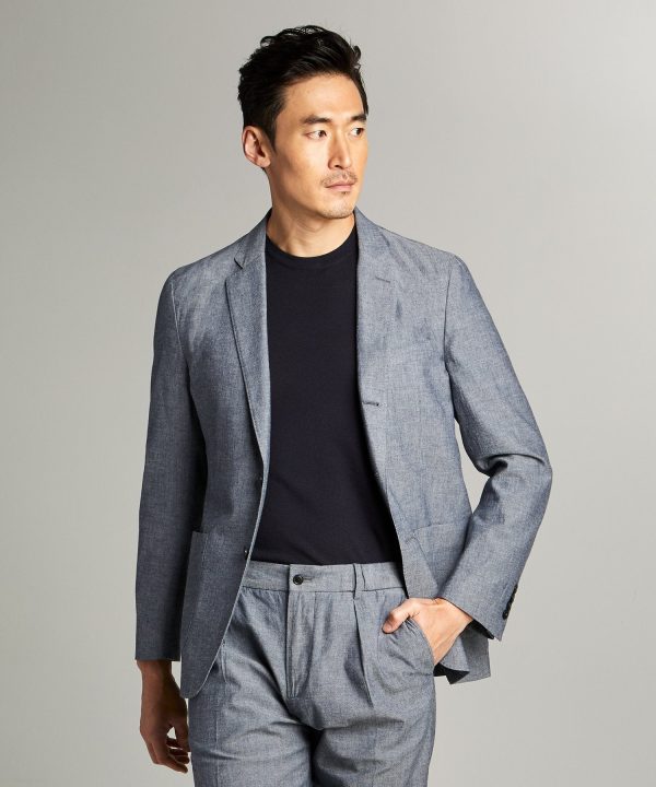 Chambray Traveler Suit Jacket in Indigo For Discount