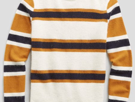 Color Block Stripe Alpaca Wool Sweater in Ivory For Cheap